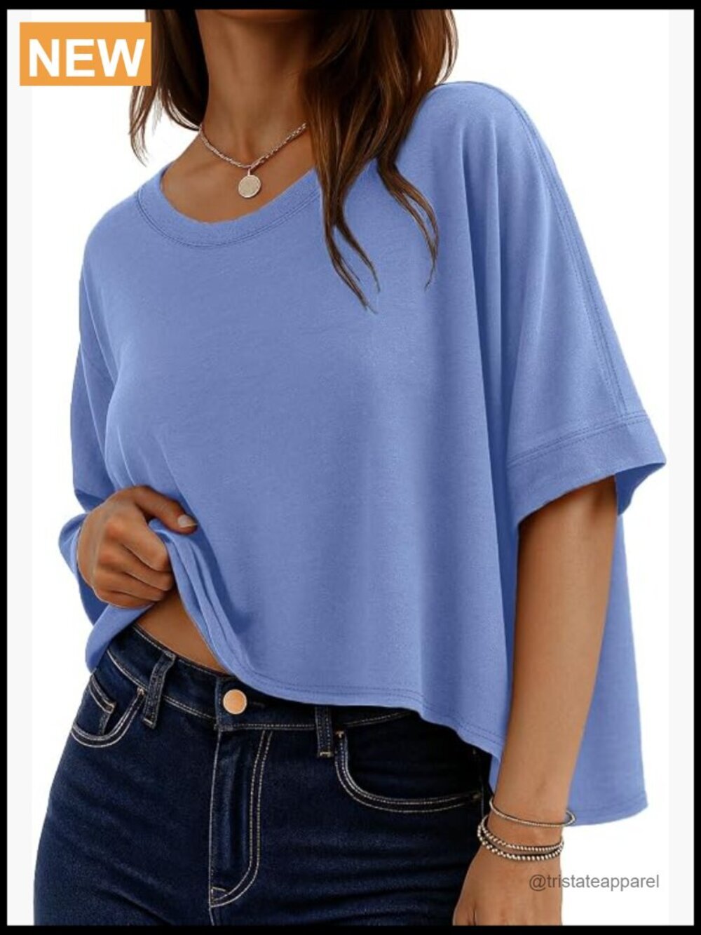 Oversized Crop Tee Casual Summer Blouse Loose Fit Half Sleeve T-Shirt